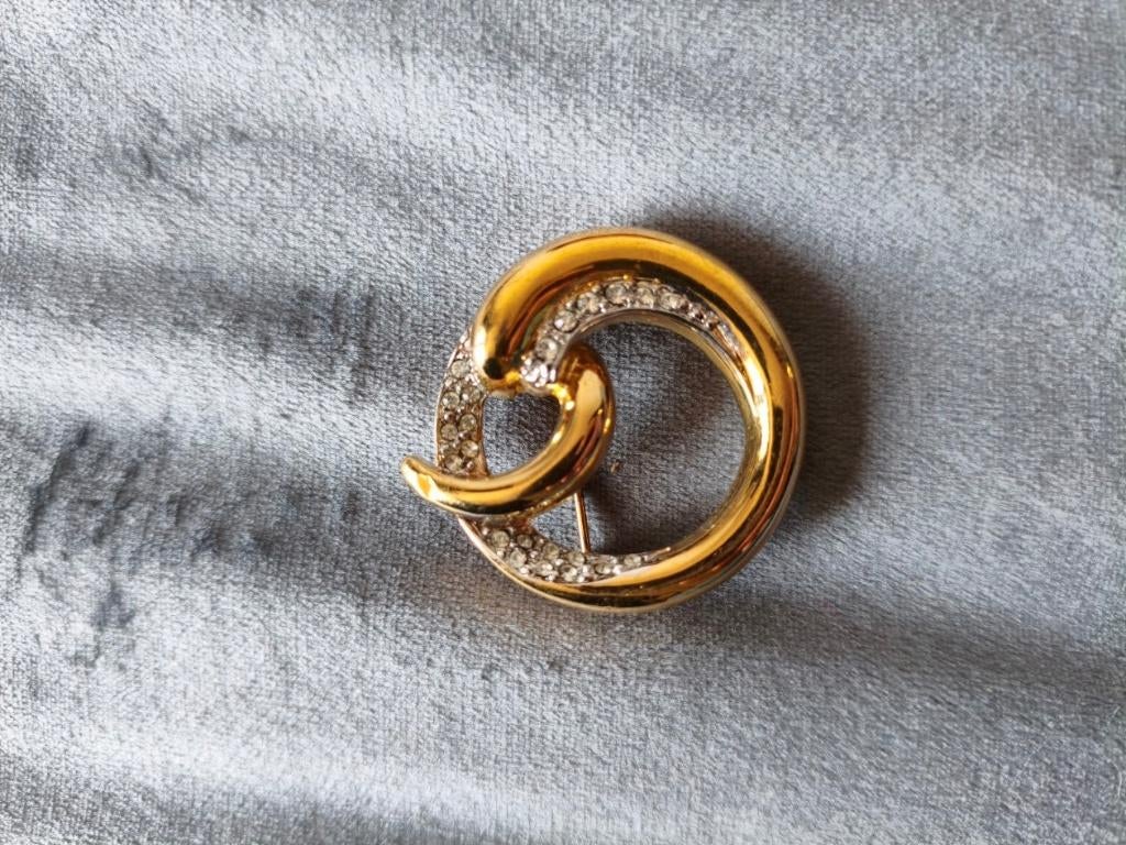 Karin Wijnand vintage designer broche met strass, Overige materialen, Gebruikt, Minder dan 4 cm, Ophalen of Verzenden