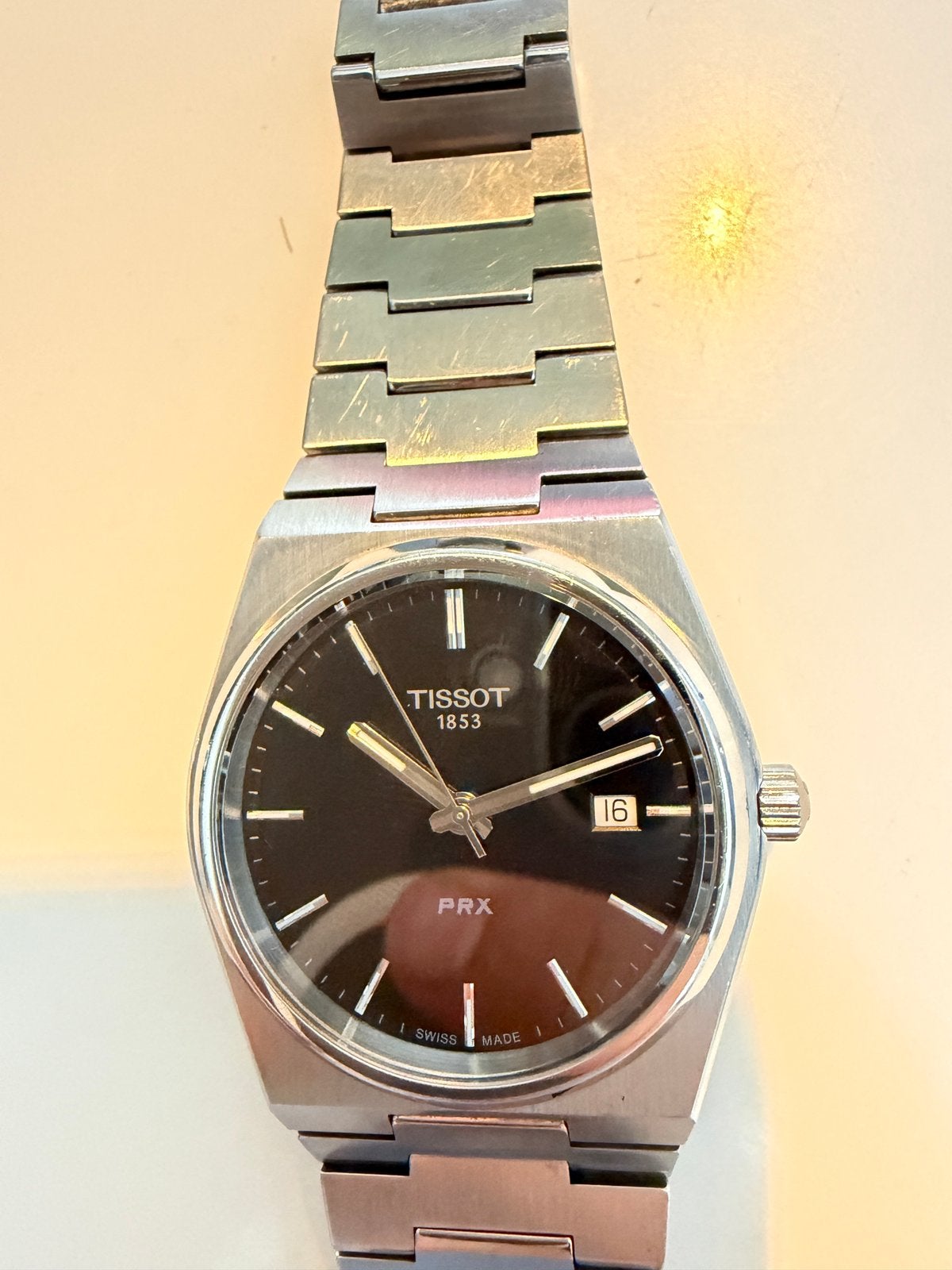 Tissot PRX, quartz, zwarte wijzerplaat, Sieraden, Tassen en Uiterlijk, Staal, Met bandje, Tissot, Polshorloge