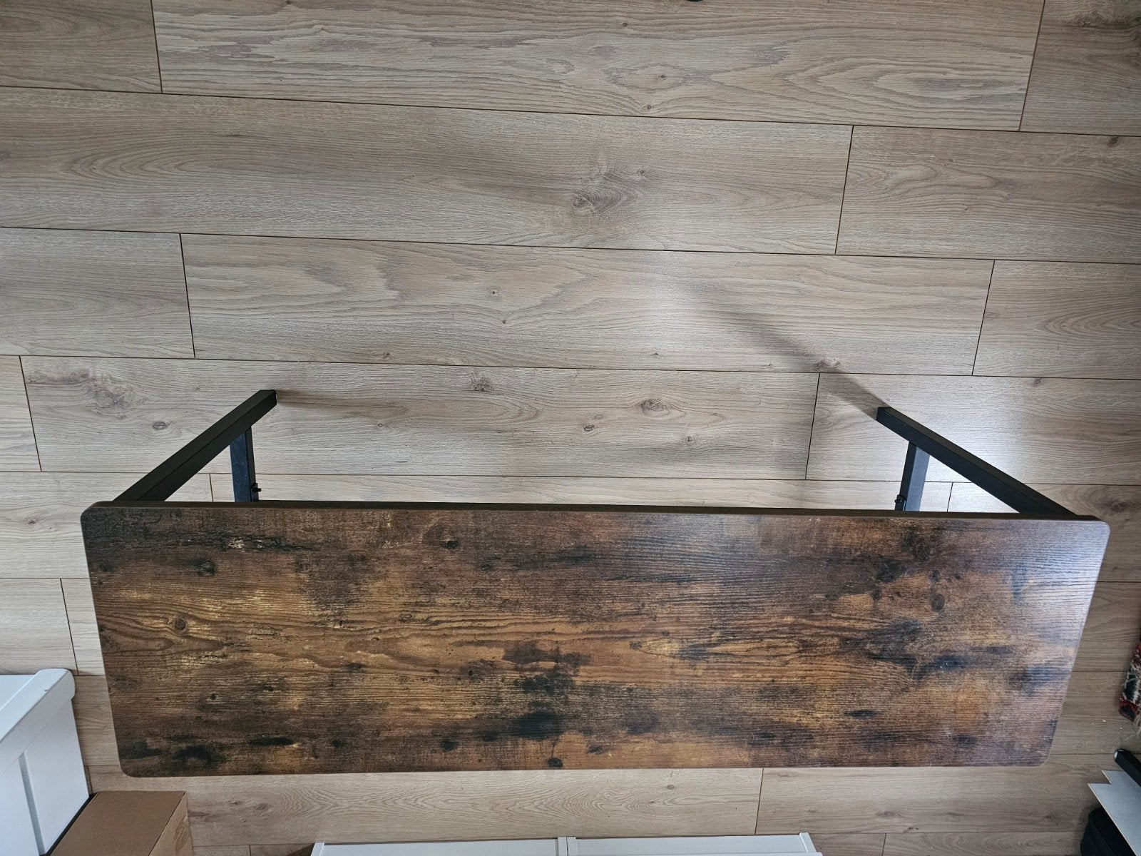 2 Salontafel met metalen frame en houten blad 108x32x50, Gebruikt, 100 tot 150 cm, 50 tot 100 cm, Industrieel