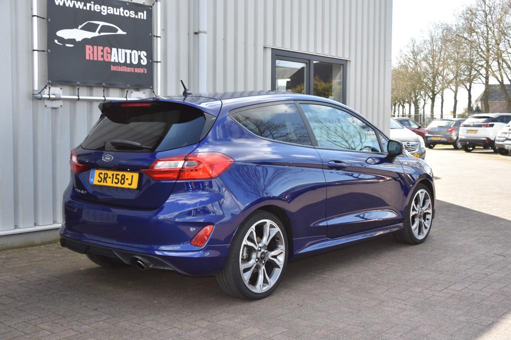 Ford Fiesta 1.0 126PK ST-Line. Clima, Cruise, Stoelverwarmin, Voorwielaandrijving, Euro 6, Blauw, 23 km/l