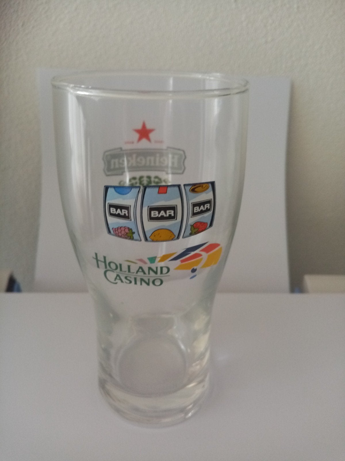 Heineken Holland casino bierglas 0,25 cl, Ophalen of Verzenden, Zo goed als nieuw, Glas of Glazen, Heineken