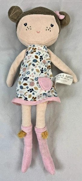 Little Dutch Knuffel pop Rosa 35cm bruin haar roze jurkje