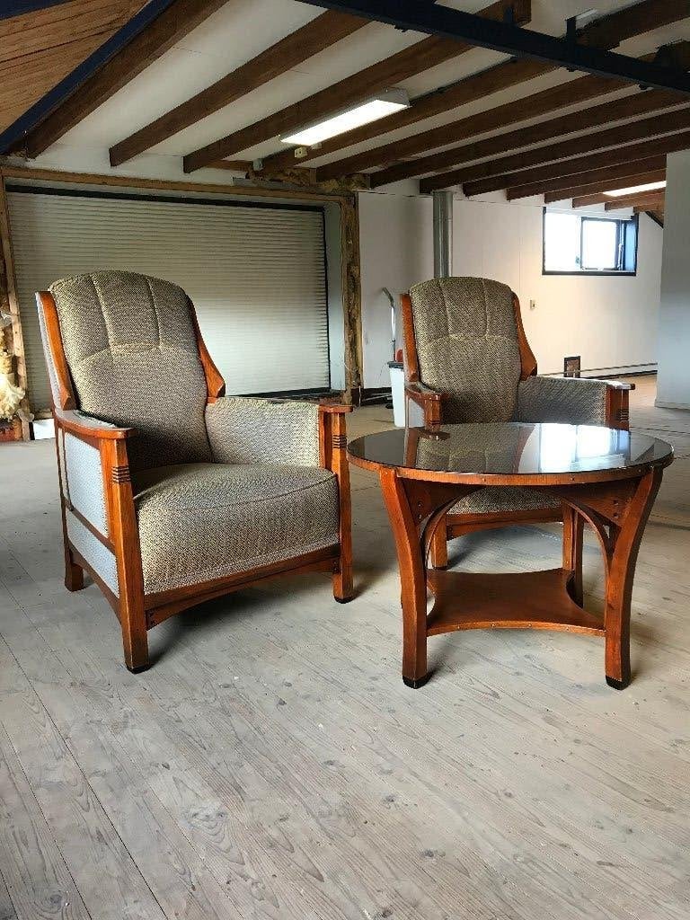 Set 2 fauteuils Schuitema Jugendstil Art Deco Nouveau, Huis en Inrichting, Gebruikt, 75 tot 100 cm, Ophalen of Verzenden, Nvt
