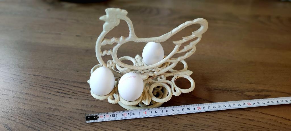 Brocante/Vintage Gietijzeren kip – Eierrek voor 8 eieren, Antiek en Kunst, Ophalen of Verzenden