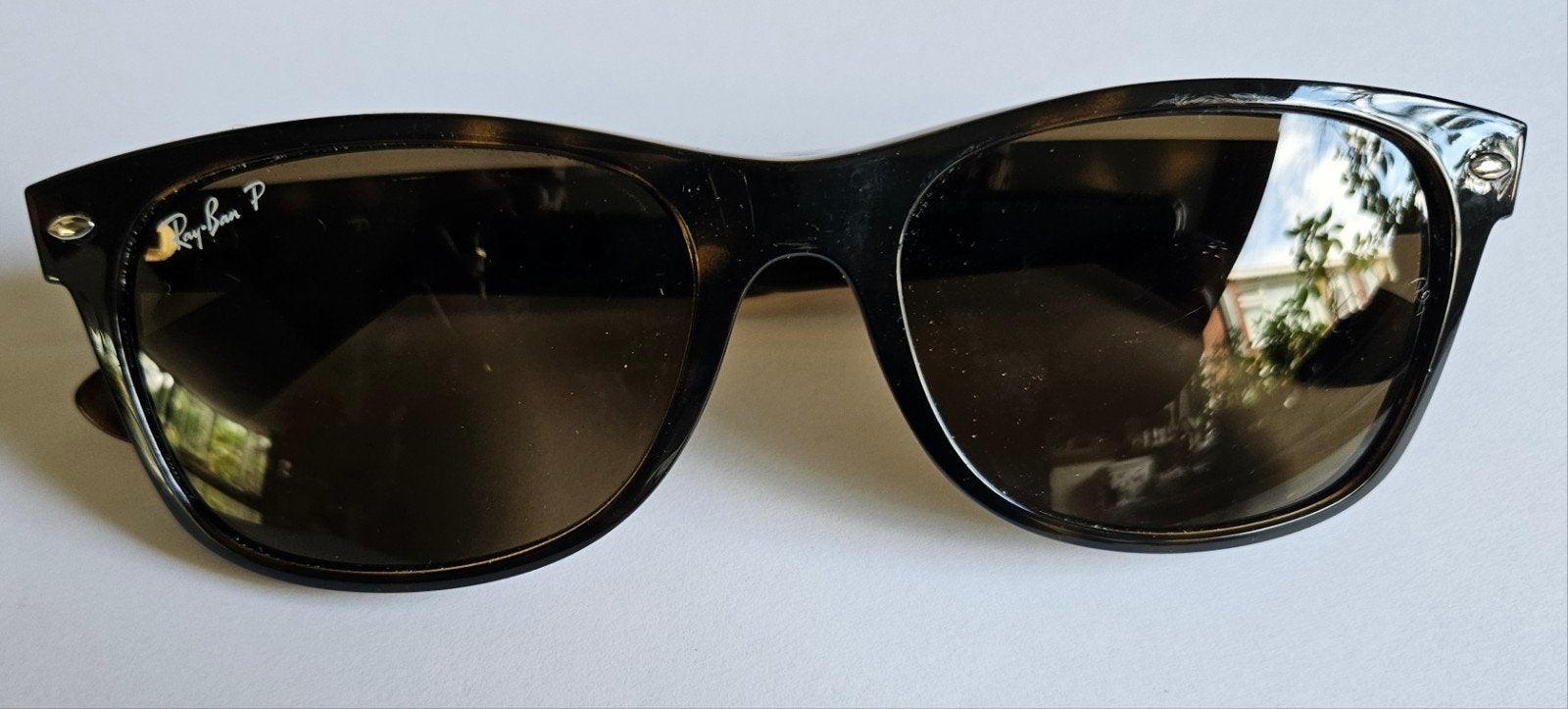 Zeer nette Ray-Ban New Wayfarer zonnebril (gepolariseerd), Zonnebril, Bruin, Ophalen of Verzenden, Zo goed als nieuw