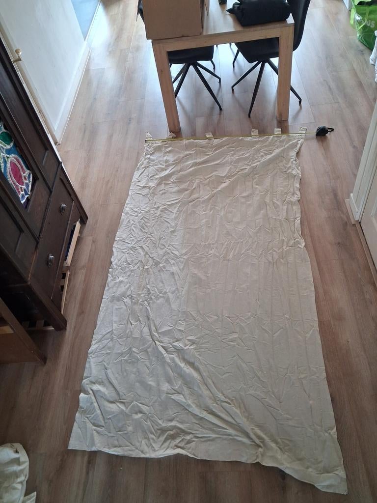 2x linnen gordijnen met lussen, Huis en Inrichting, Ophalen of Verzenden, 100 tot 150 cm, 200 cm of meer