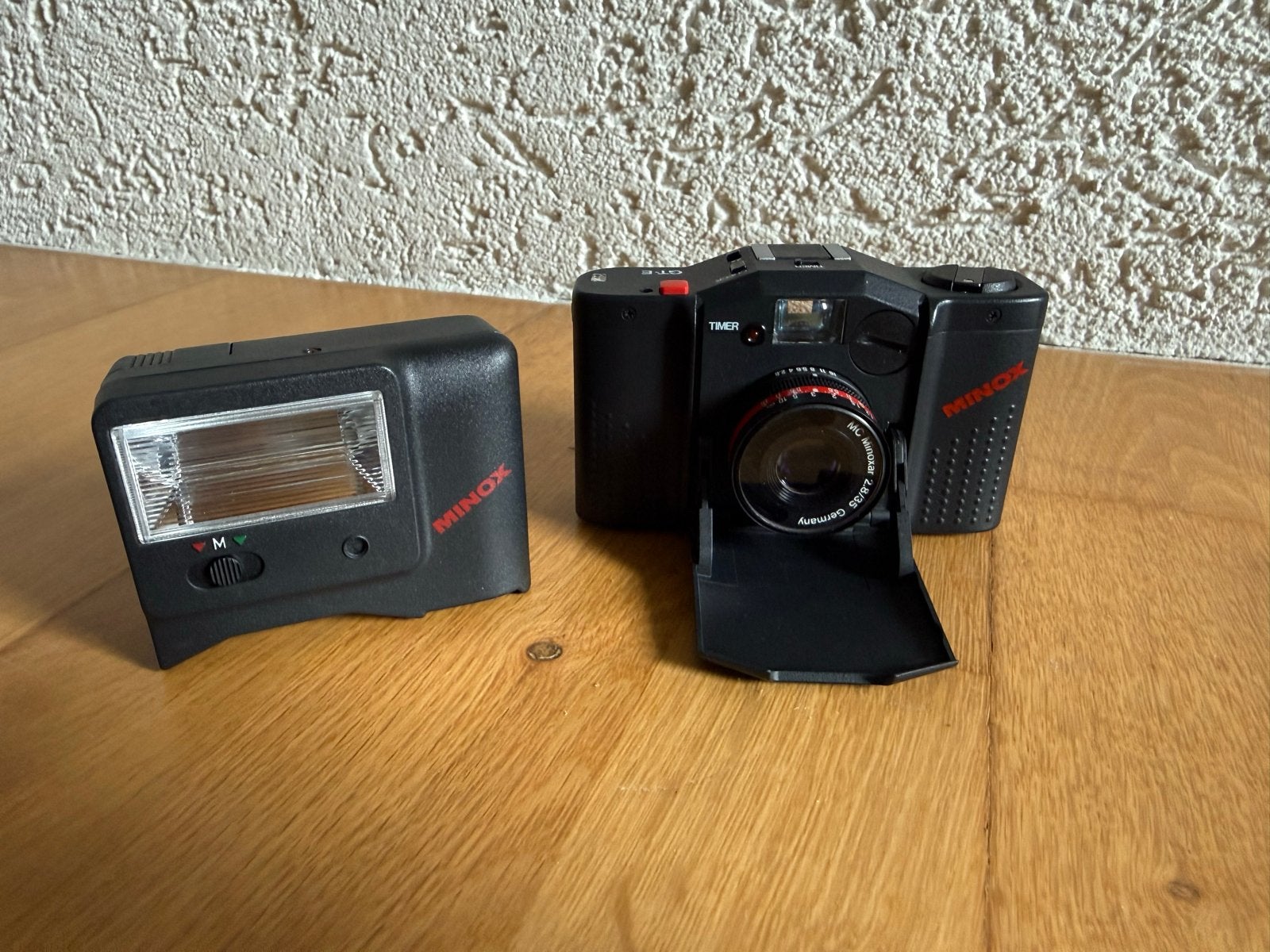 Minox GT-E camera en FC-E flitser, Ophalen, Zo goed als nieuw, Compact, Overige Merken