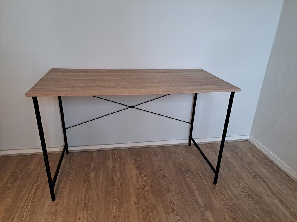 2x Jysk VANDBORG bureau zwart/eiken, Huis en Inrichting, Bureaus, Ophalen, Demontabel, 120 cm, Hout