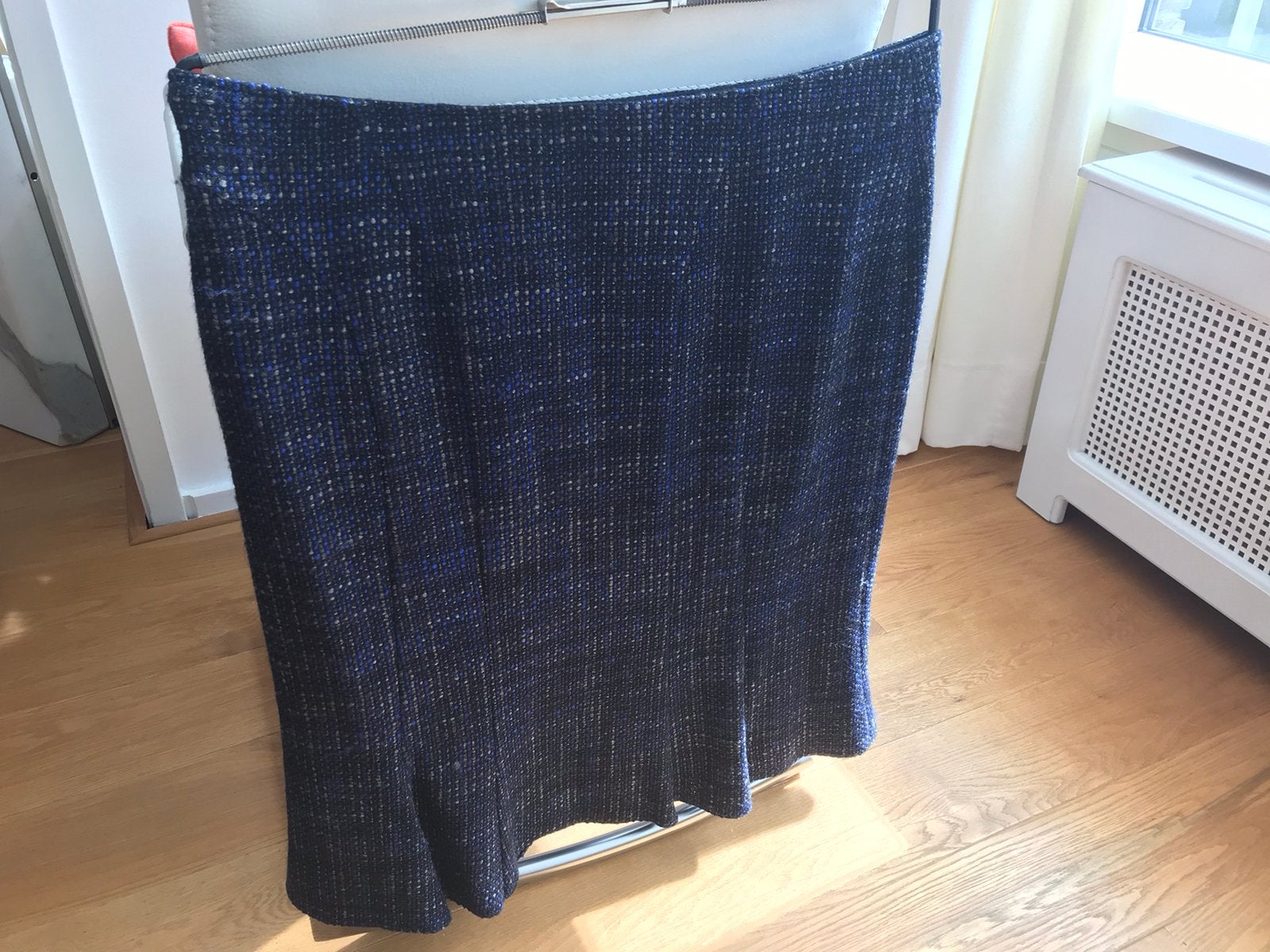 Tweet rok seda gevoerd. Kobalt blauw-grijs-zwart. Maat 44., Kleding | Dames, Blauw, Maat 42/44 (L), Ophalen of Verzenden, Knielengte