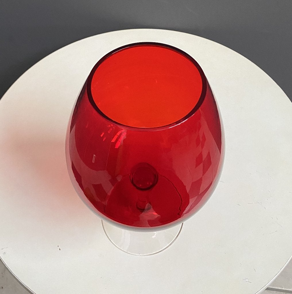 60 jaren model cognac glas ROOD Empoli sier vaas kandelaar, Vintage, Gebruikt, Ophalen of Verzenden, Glas