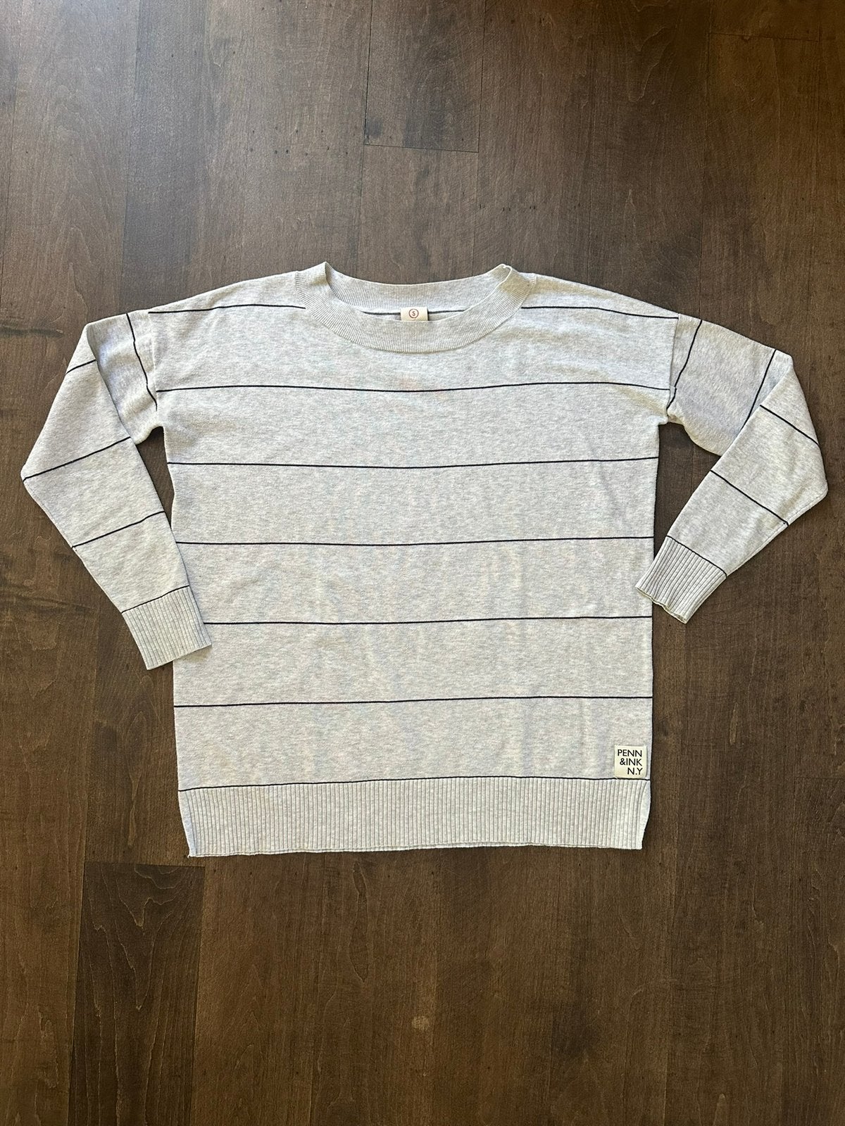 Penn&Ink N.Y dunne trui grijs met zwarte strepen maat S, Penn & Ink, Ophalen of Verzenden, Zo goed als nieuw, Maat 36 (S)