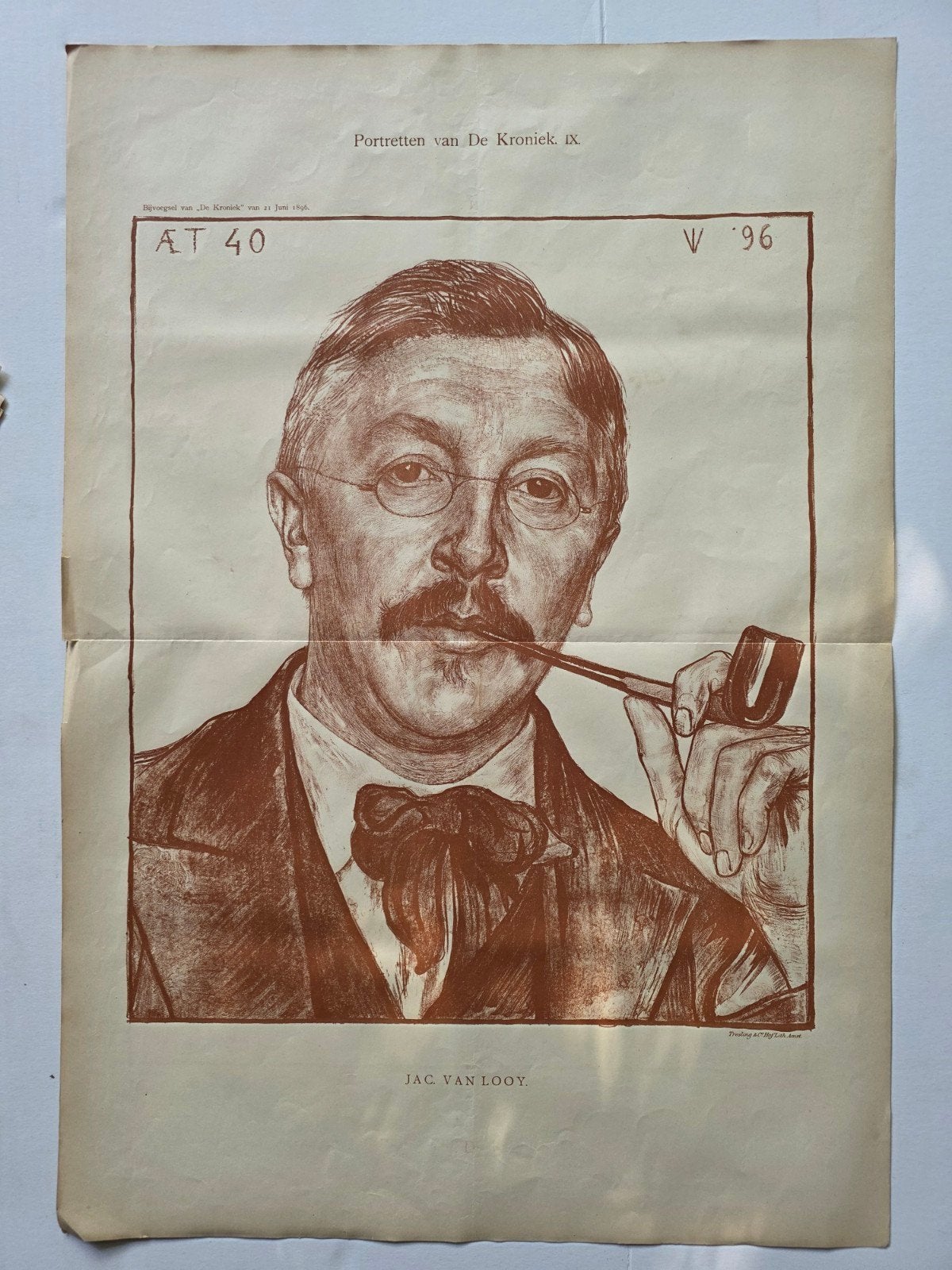 verzameling prenten uit de Kroniek - 1896/97., Overige onderwerpen, Ophalen of Verzenden, Lithografie, Gesigneerd in de plaat