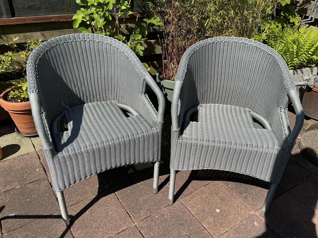 2 grijze Haans Tuinstoelen. Comfortabel en Duurzaam, Ophalen, Gebruikt, Wicker