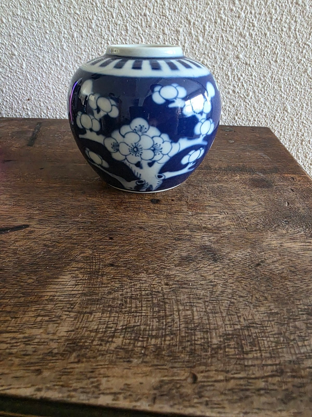 Chinese gemberpot met bloesemdecoratie, Ophalen of Verzenden, Zo goed als nieuw, Blauw, 9 cm