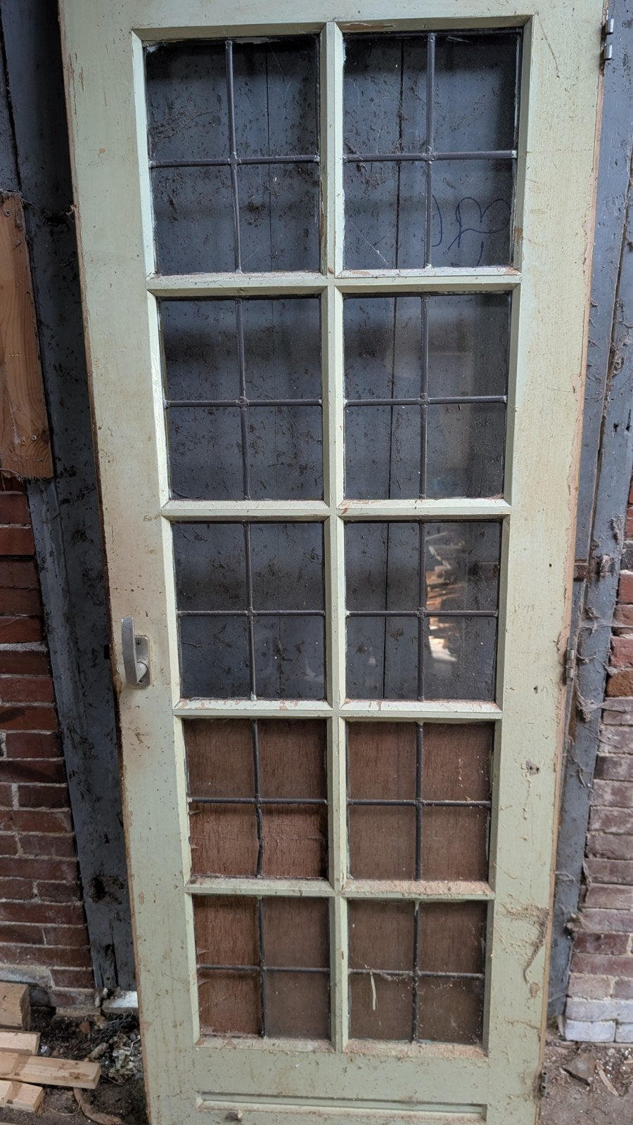 Deur met glas in lood, Ophalen, Glas, Binnendeur, 200 tot 215 cm