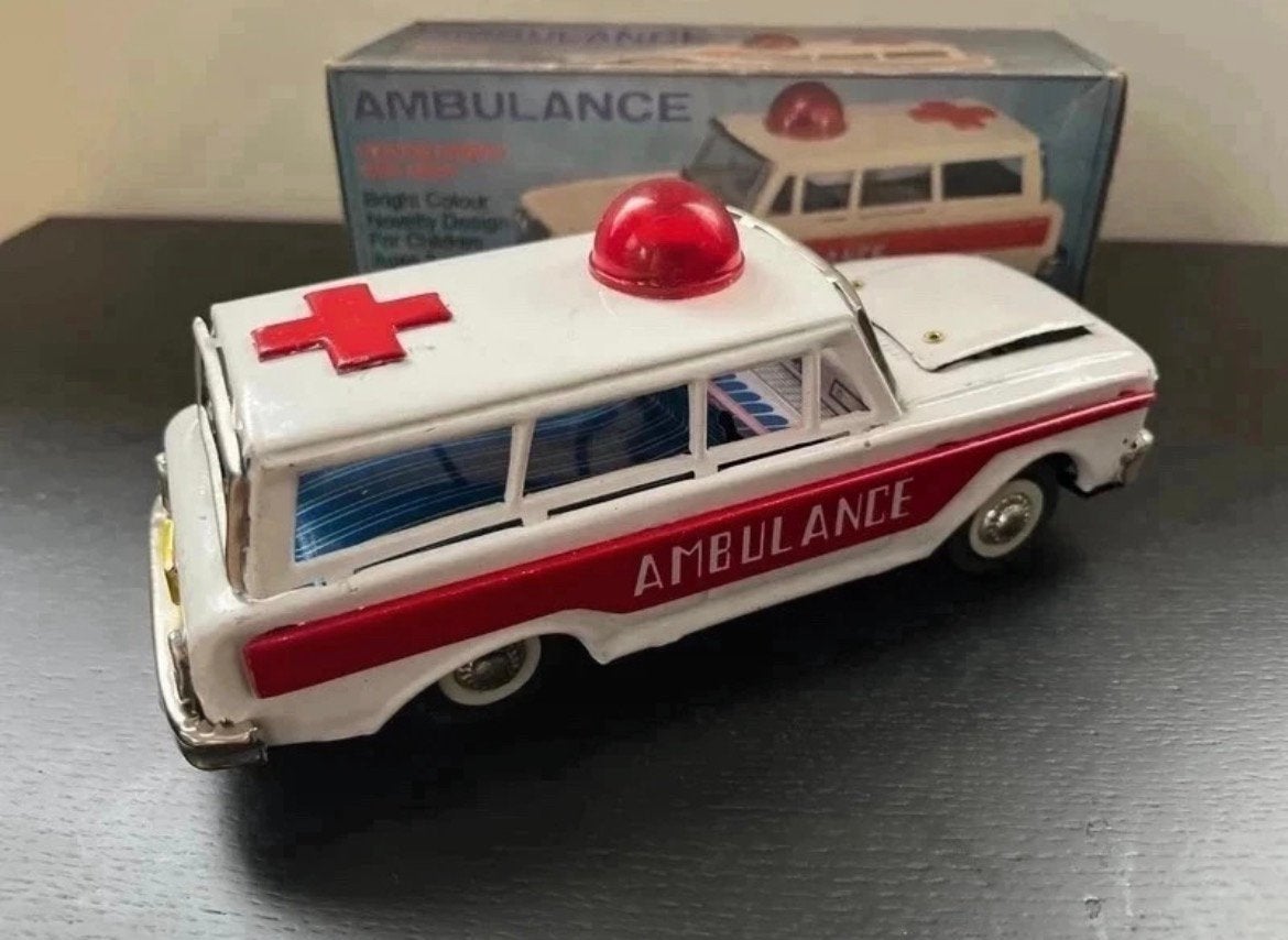 NL: Vintage Blikken Ambulance MF111 jaren 60Met Doos!, Verzenden
