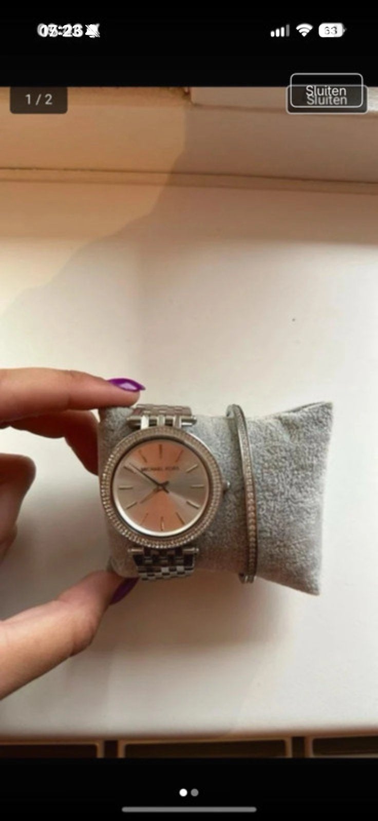 Micheal kors horloge, Overige merken, Staal, Verzenden, Zo goed als nieuw