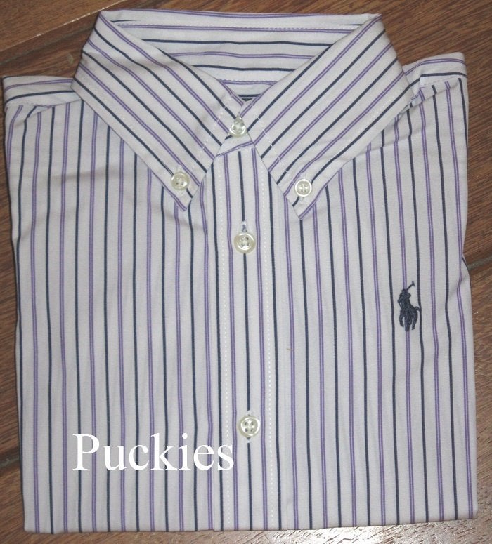 Maat 122 Gestreept Ralph LAUREN overhemd wit/paars *NIEUW*, Overhemd of Blouse, Nieuw, Ophalen of Verzenden, Jongen