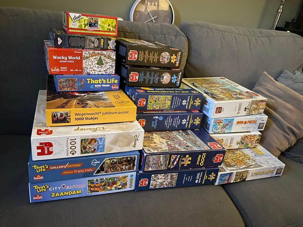 Diverse puzzels (1000 en 500 stukjes) en spelletjes, Ophalen of Verzenden, 500 t/m 1500 stukjes, Gebruikt, Legpuzzel