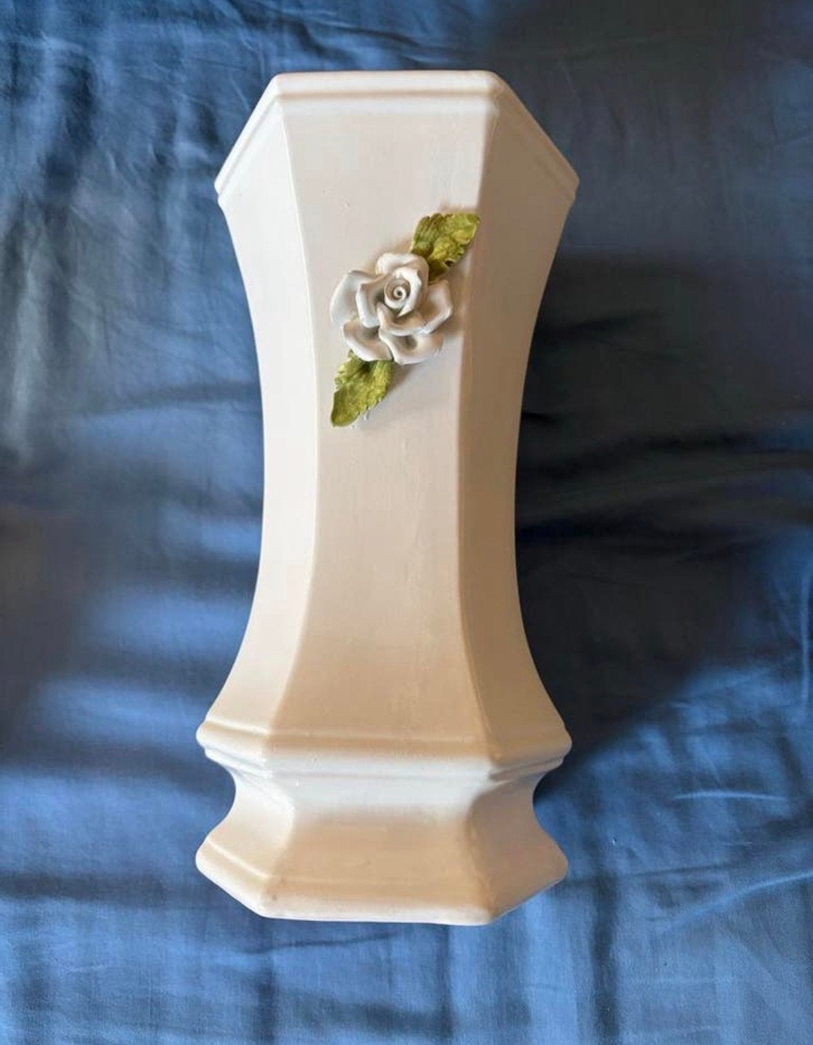 Vintage Limoges porseleinen vaas - achthoekig, wit, Ophalen