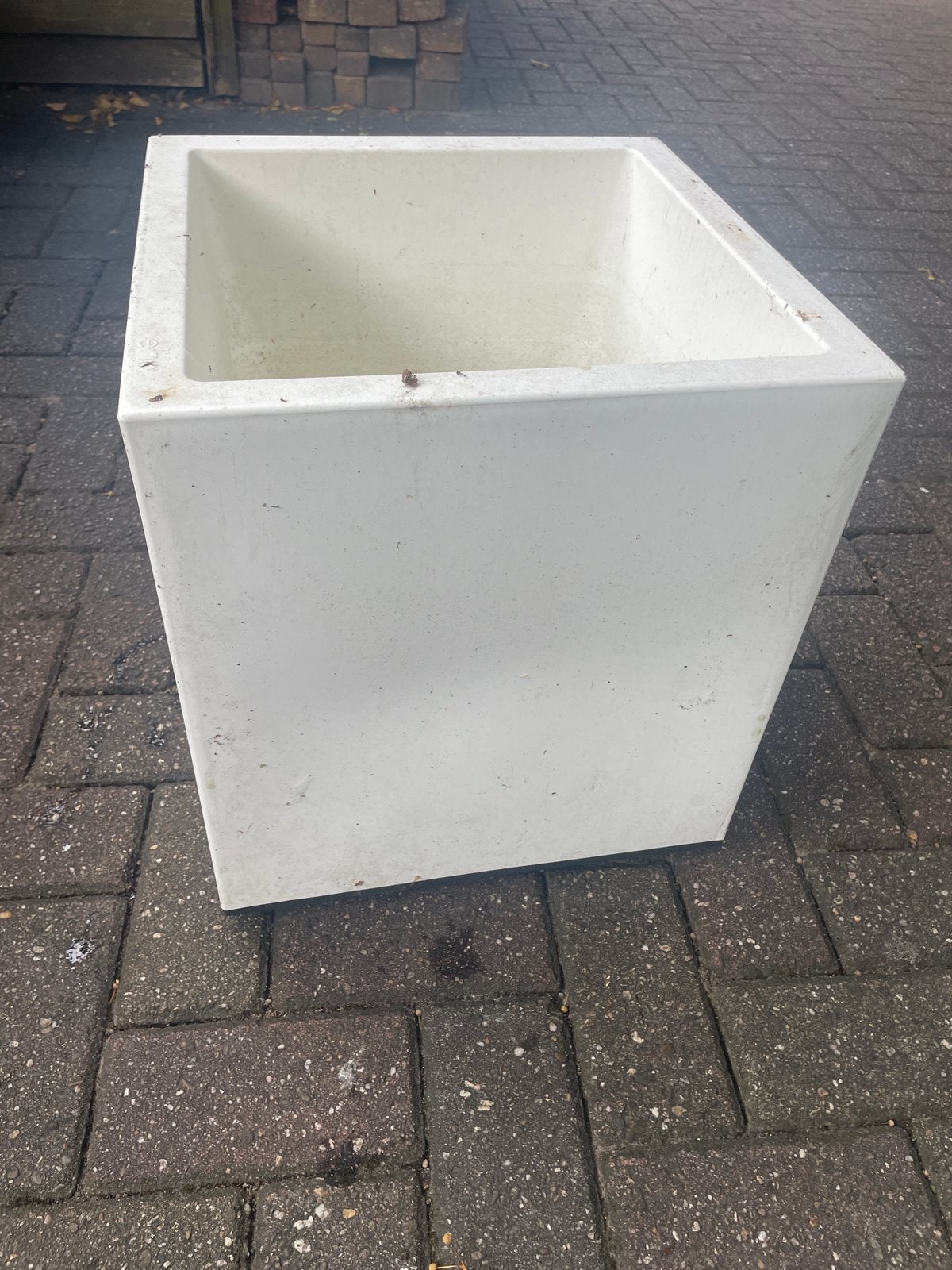 Witte vierkante bloempot - Gebruikt, Ophalen, Overige materialen, Gebruikt, Minder dan 60 cm