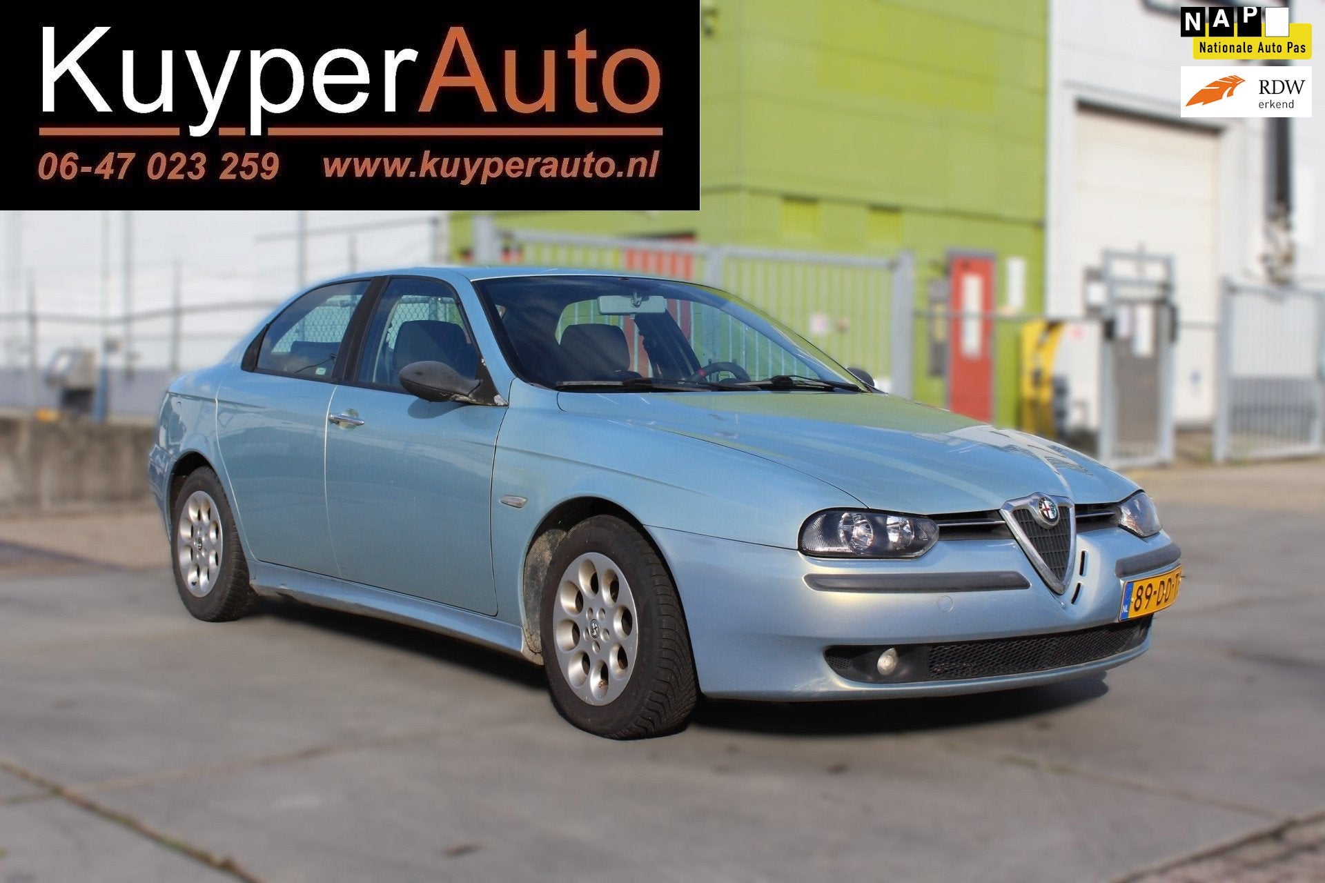 Alfa Romeo 156 1.6-16V T.Spark airco lm, Auto's, Gebruikt, 1225 kg, 4 cilinders, Blauw