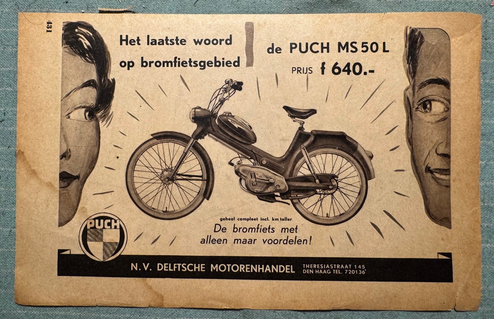 Advertentie 1954 Puch MS50, Verzenden, Zo goed als nieuw, Auto's