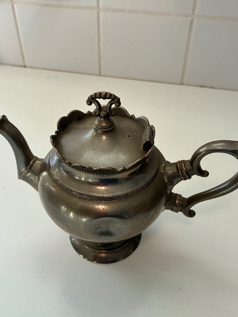 Te koop tinnen theepot en potjes, Ophalen of Verzenden