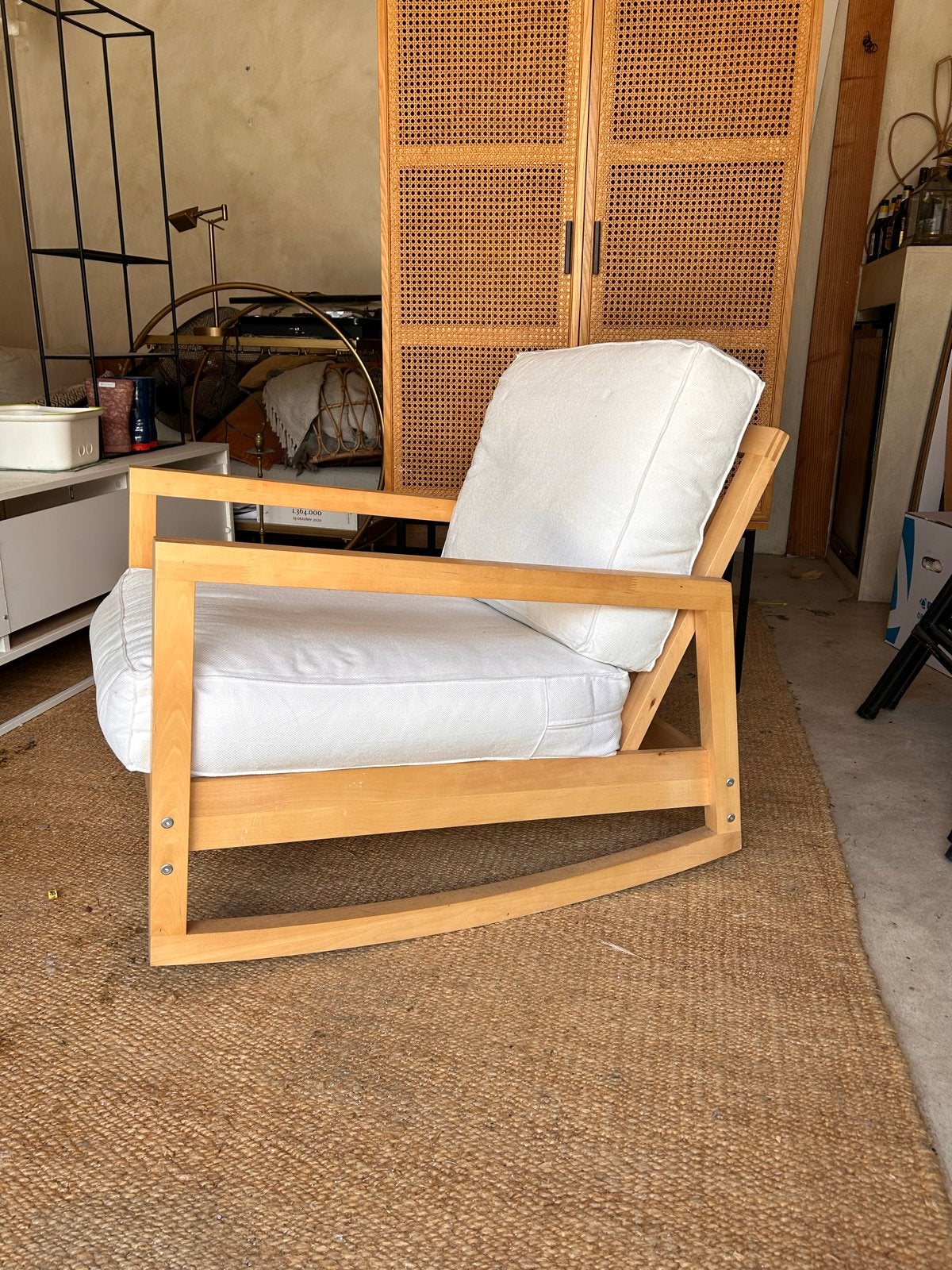 Ikea Schommelstoel met wasbare hoes, Huis en Inrichting, Stoelen, Ophalen, Gebruikt, Wit, Eén