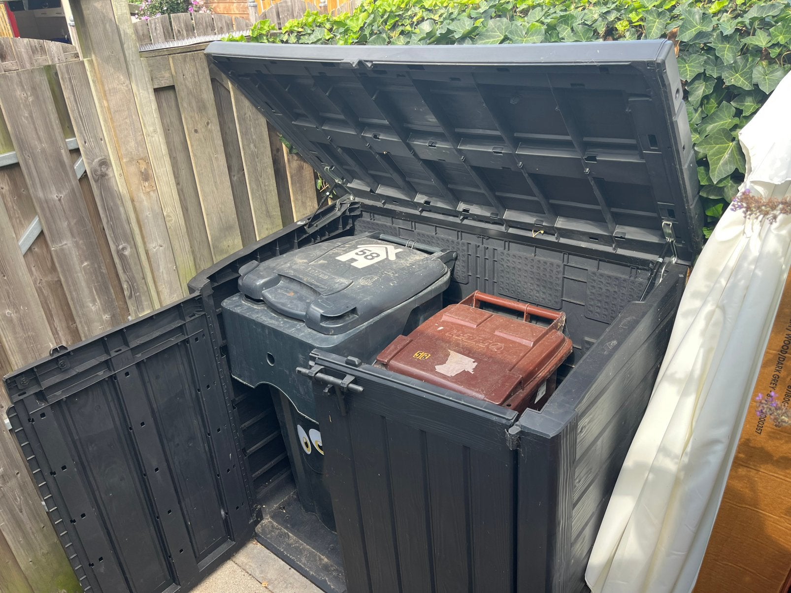 Keter Kussenbox Store-It-Out Max - Houtlook 1200 liter, Tuin en Terras, Ophalen, Zo goed als nieuw, Kunststof, Overige typen