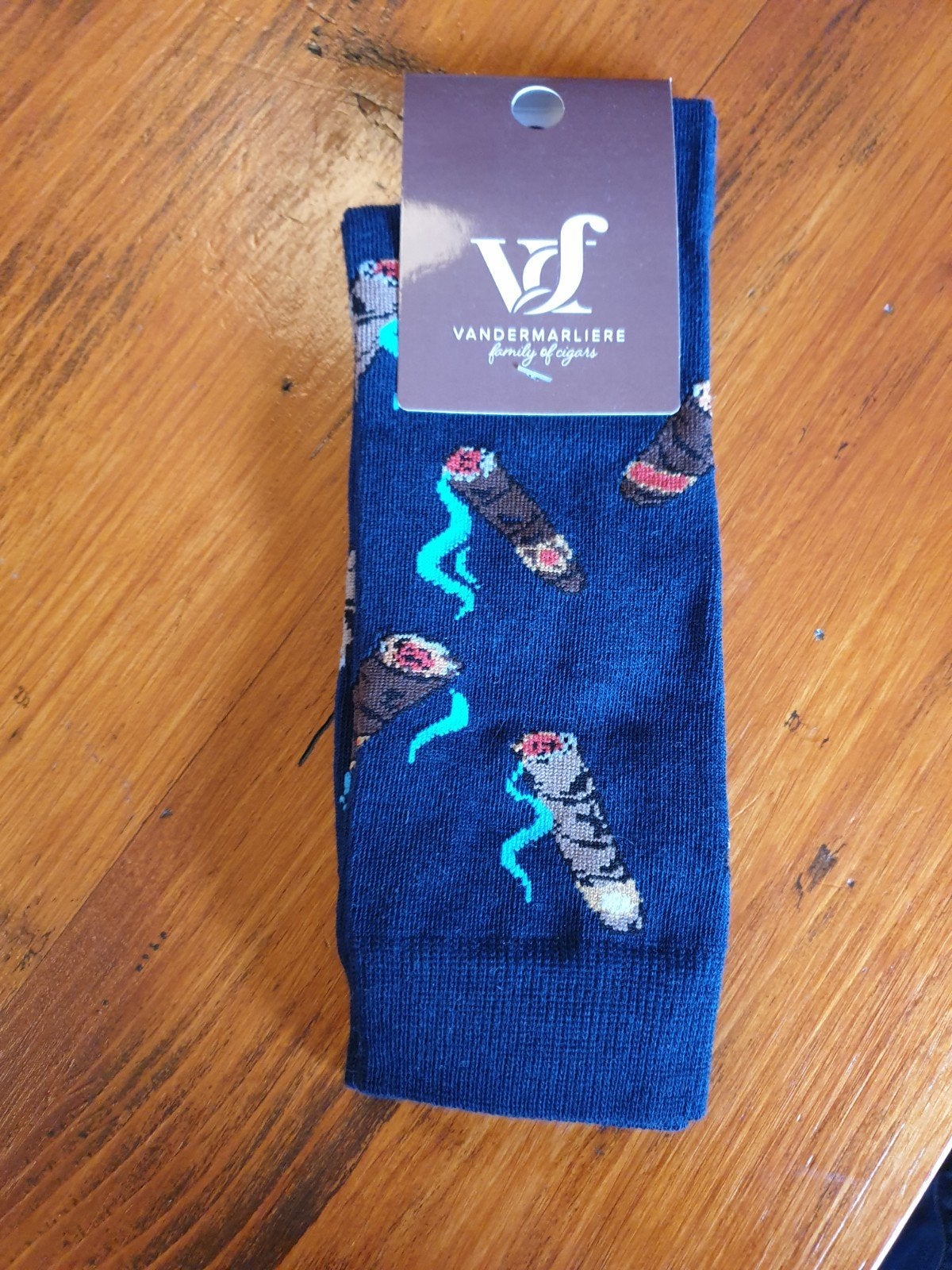 Blauwe sokken met sigarenprint, maat 39-41, Verzamelen, Ophalen of Verzenden, Nieuw, Sigarenbandjes