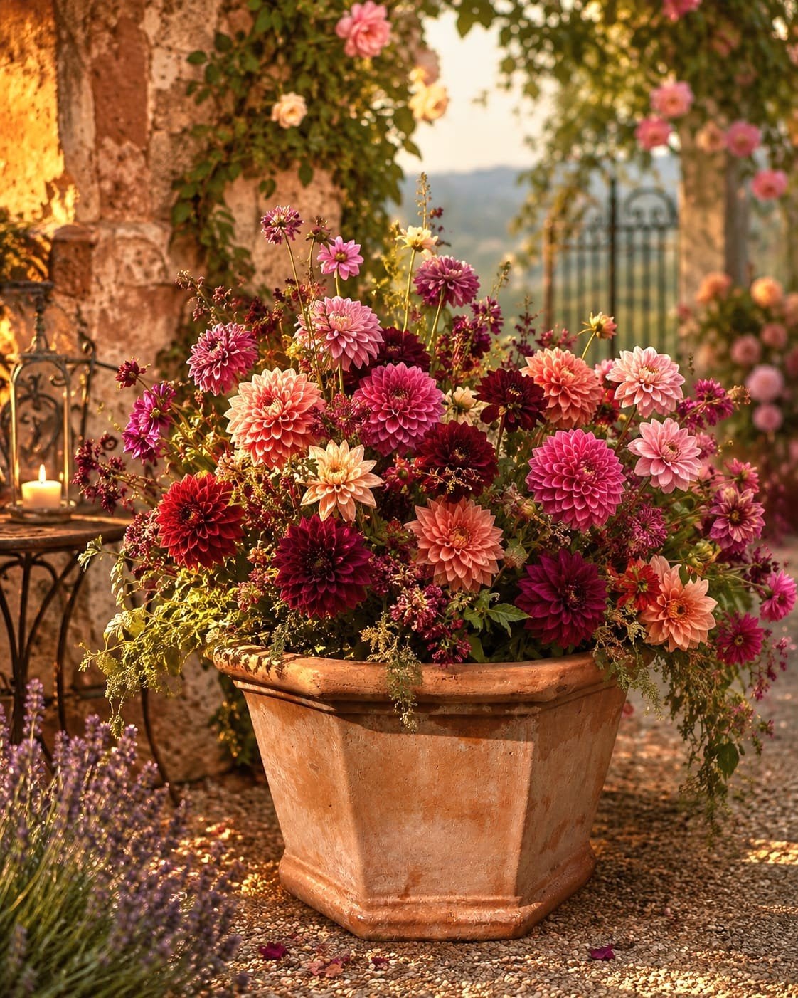 Grote Antieke Italiaanse Terracotta Plantenpot - 8-hoekig, Ophalen, Gebruikt, 40 cm of meer, Minder dan 40 cm