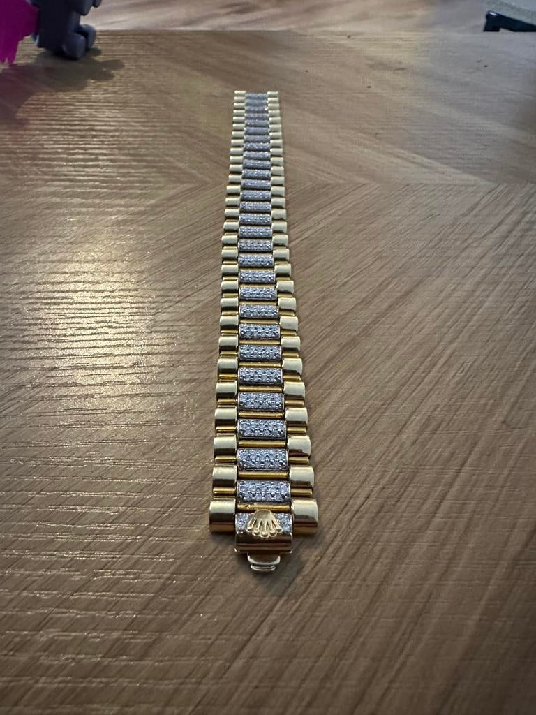 Gouden armband 18kt met diamanten, Sieraden, Tassen en Uiterlijk, Armbanden, Ophalen, Gebruikt, Goud, Met edelsteen