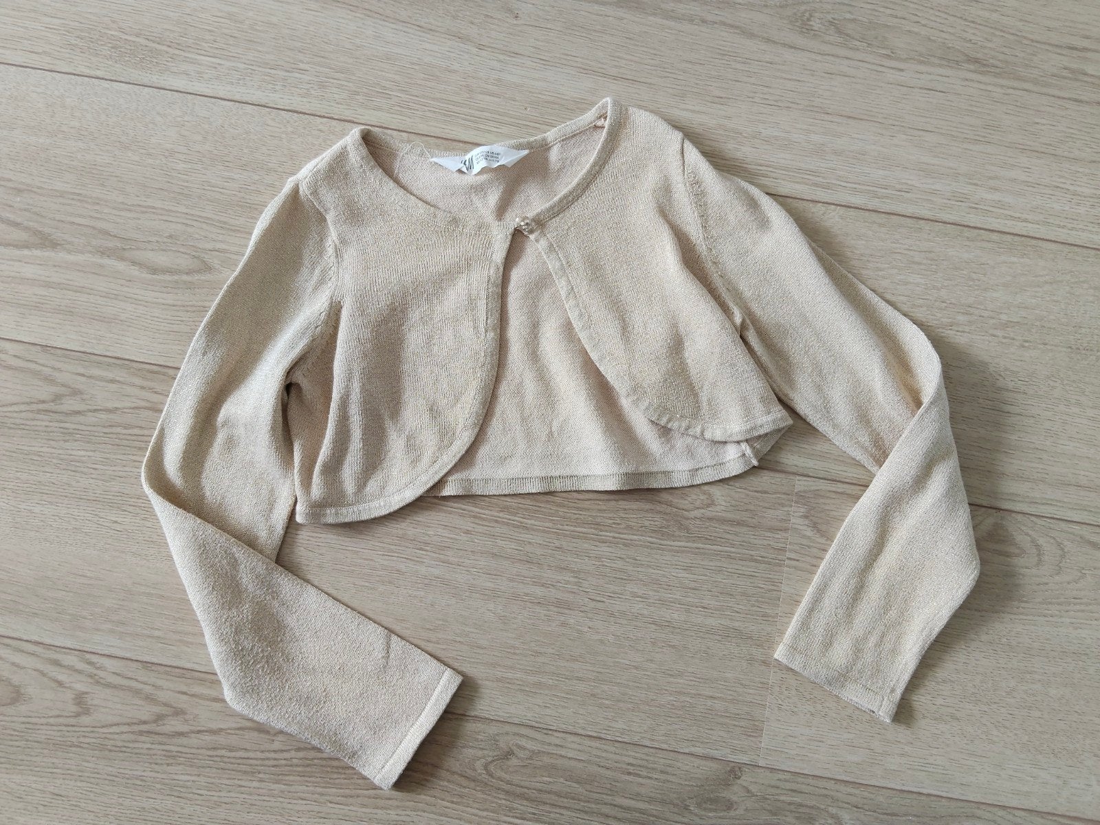 Zgan! Mooi gouden glitter bolero vestje van H&M! Mt 122/128, Meisje, Trui of Vest, H&M, Ophalen of Verzenden