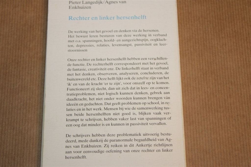 Rechter- en Linker Hersenhelft — Denken & Voelen, Ophalen of Verzenden, Gelezen