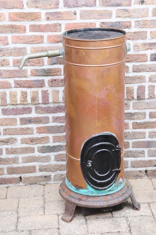 antieke koperen waterverwarmer, Ophalen