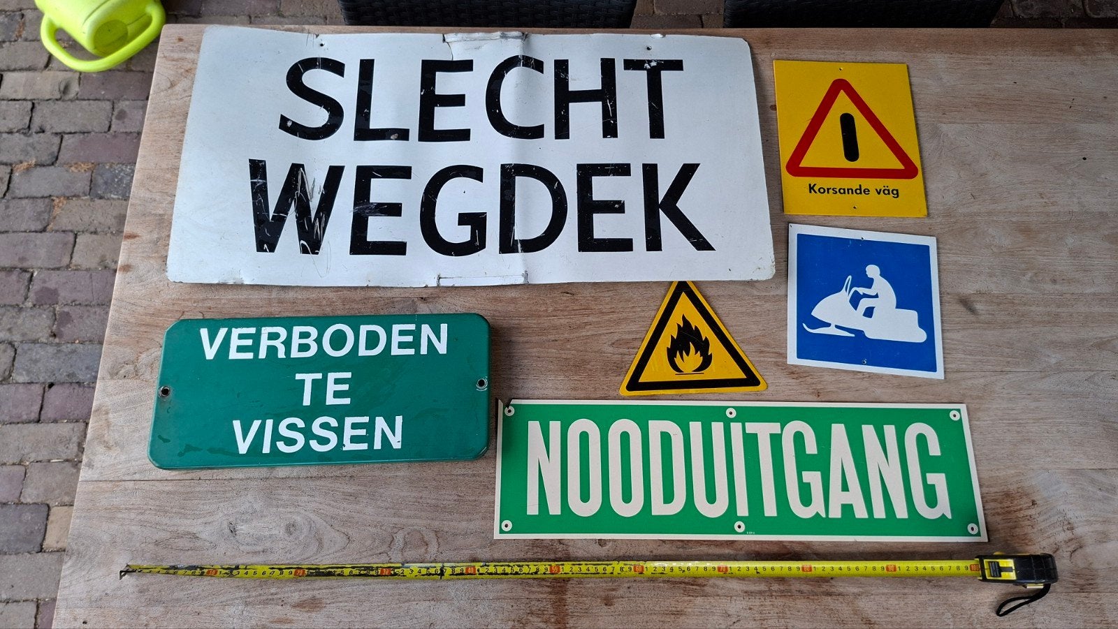 Set (verkeers)borden voor in de Mancave of Keet, Ophalen of Verzenden