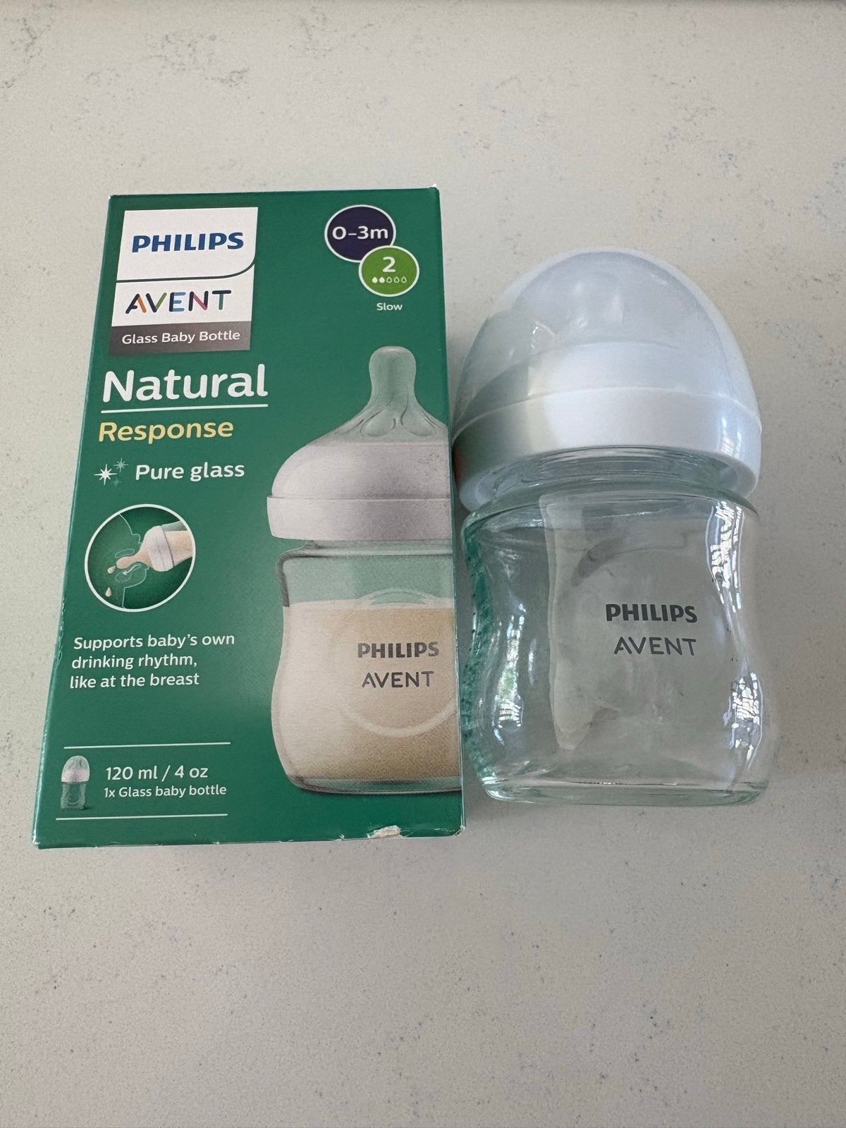 Philips Avent Natural Response Glazen Babyfles 120ml, Ophalen, Nieuw, Babyfles, Philips Avent