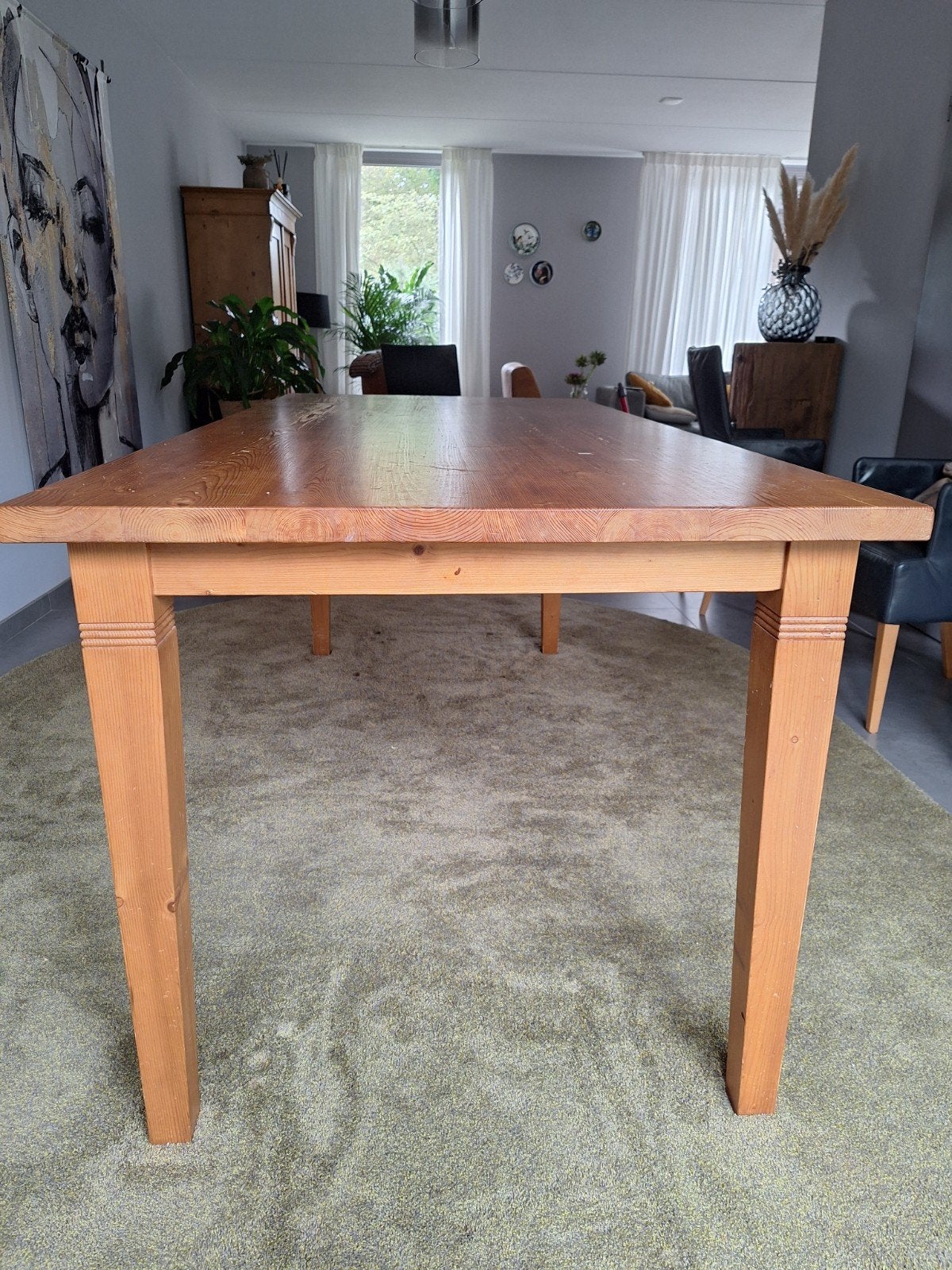 Robuuste massief grenen eettafel - Ideaal voor grote gezinne, Huis en Inrichting, Ophalen, Gebruikt, 200 cm of meer, Klassiek, landelijk