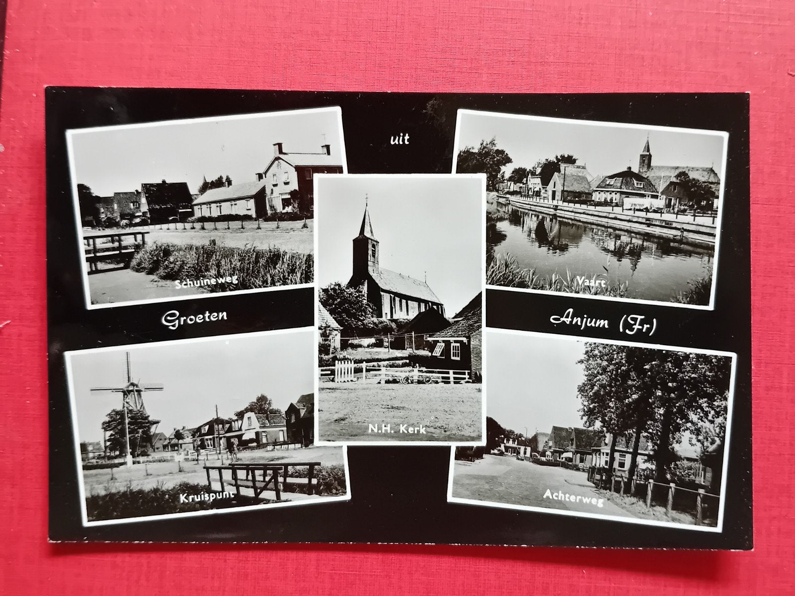 Oude Ansichtkaart Anjum (Fr.) - Diverse Gezichten, Verzamelen, Ansichtkaarten | Nederland, Ophalen of Verzenden, 1960 tot 1980