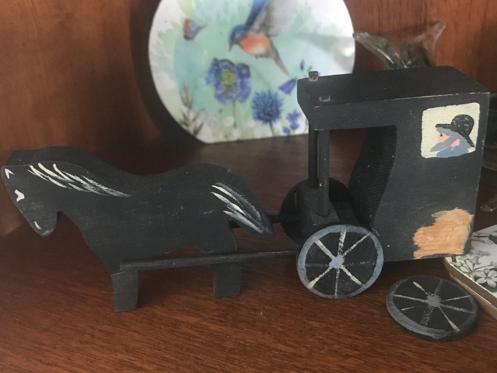 Vintage houten Amish paard met wagen, handgemaakt,volkskunst, Antiek en Kunst, Antiek | Speelgoed, Ophalen of Verzenden