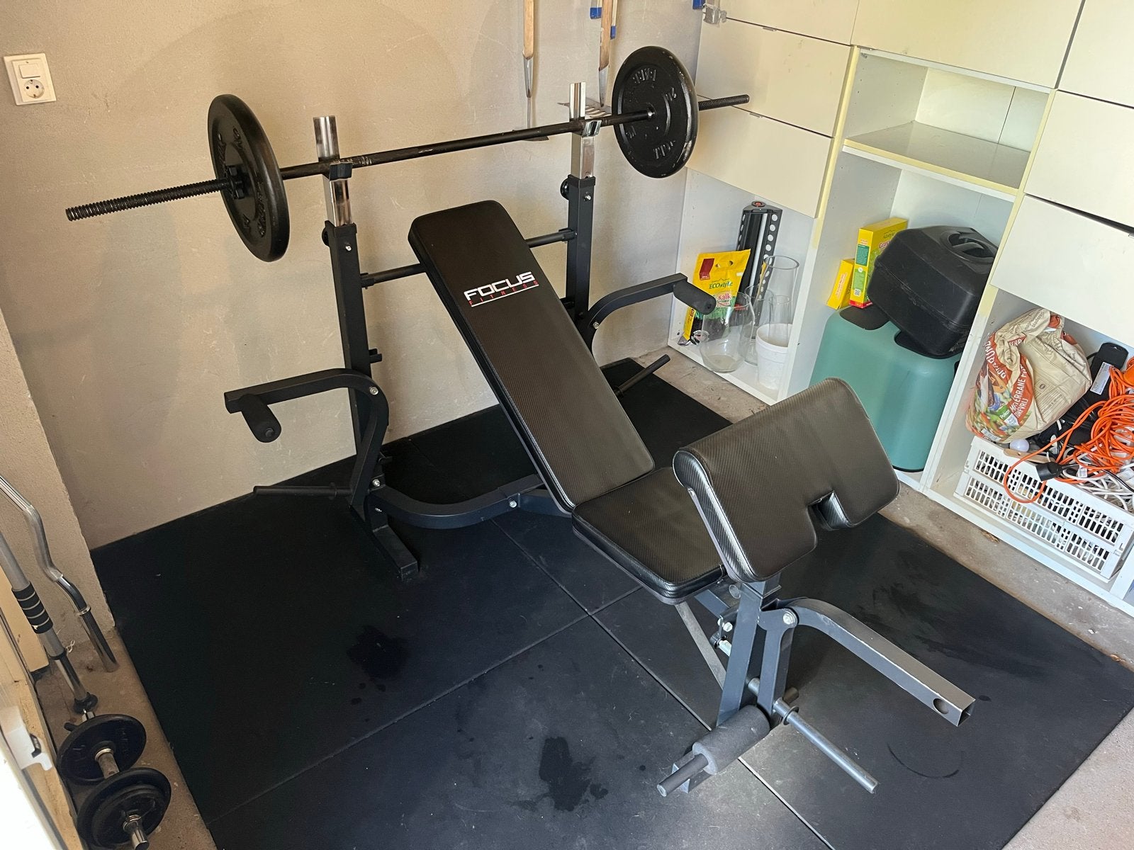 Complete Fitness Set: Bank, Halters, Gewichten & Optrekstang, Sport en Fitness, Fitnessmaterialen, Ophalen of Verzenden, Gebruikt
