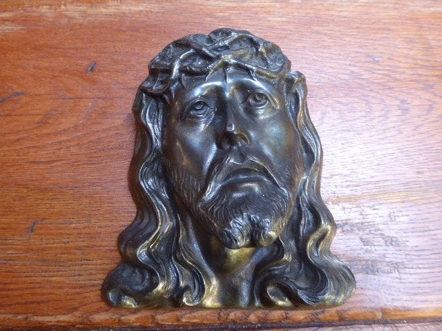 Art deco metalen Christus hoofd, A. Birembaux, Ophalen of Verzenden