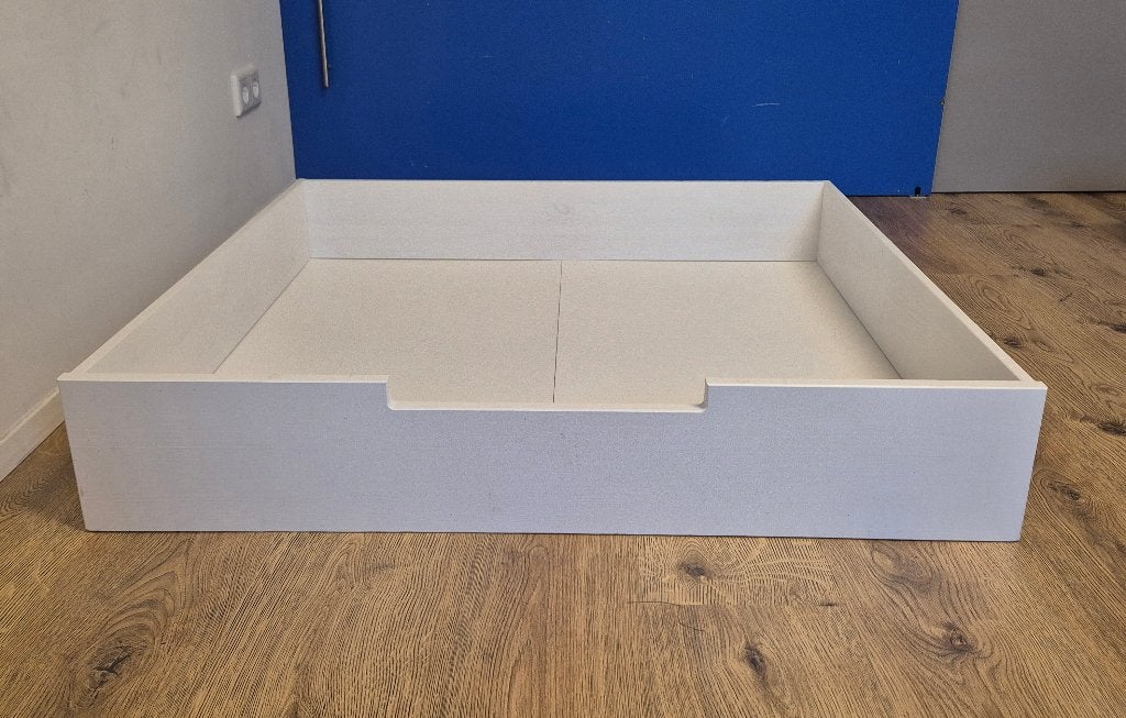 Houten, whitewash bedlade, Ophalen, Eenpersoons, Wit, Zo goed als nieuw