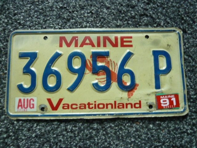 Kentekenplaat licenseplate Maine Lobster 1 USA, Verzamelen, Verzenden, Gebruikt, Auto's