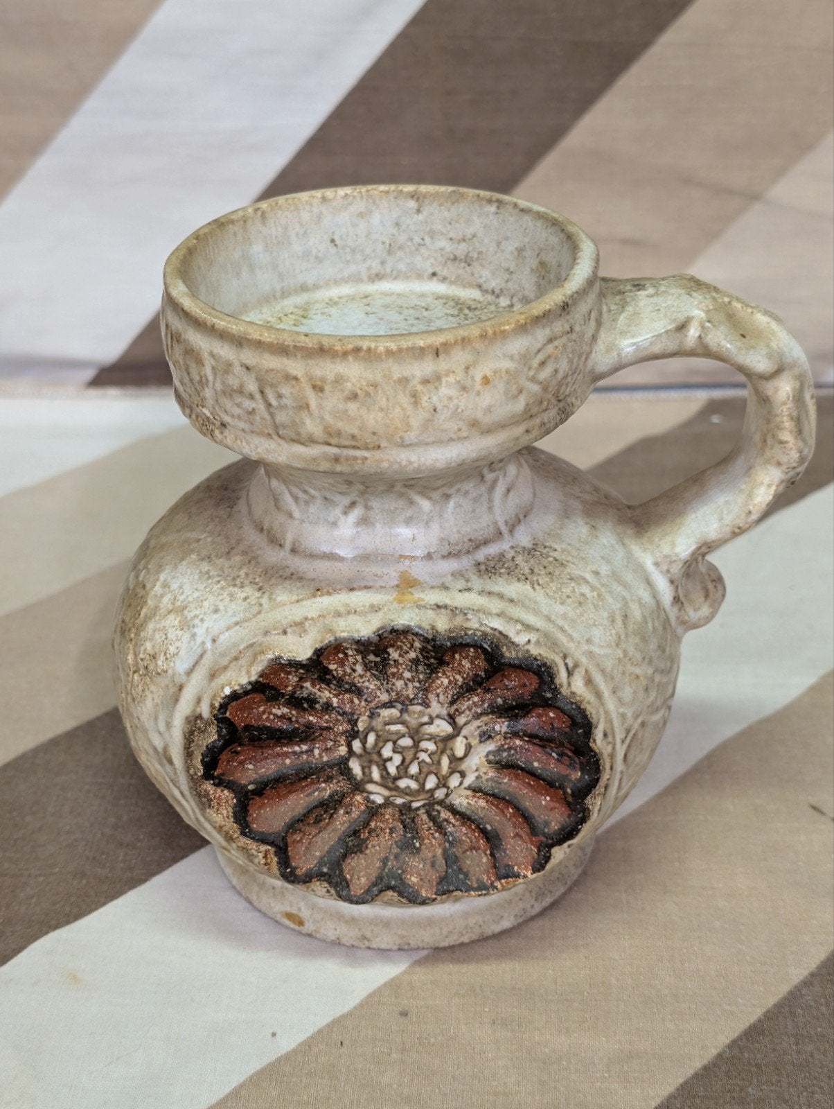 West Germany vaas/kaarsenhouder met bloemmotief, Ophalen of Verzenden