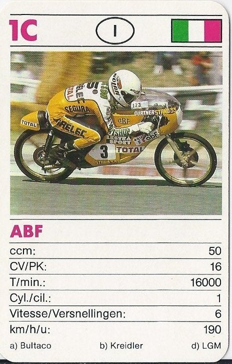 Kw1836-- 1c motorkaartje abf -, Ophalen of Verzenden, Zo goed als nieuw, Motoren