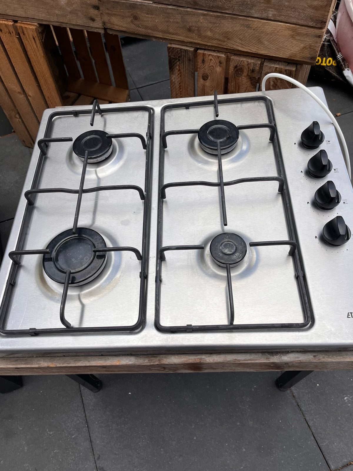 Etna gaskookplaat rvs, Zo goed als nieuw, Inbouw, Gas, 4 kookzones