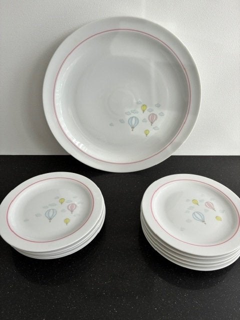 Vintage gebakservies met luchtballonnen. Johann Seltmann., Ophalen, Gebruikt, Overige merken, Vintage