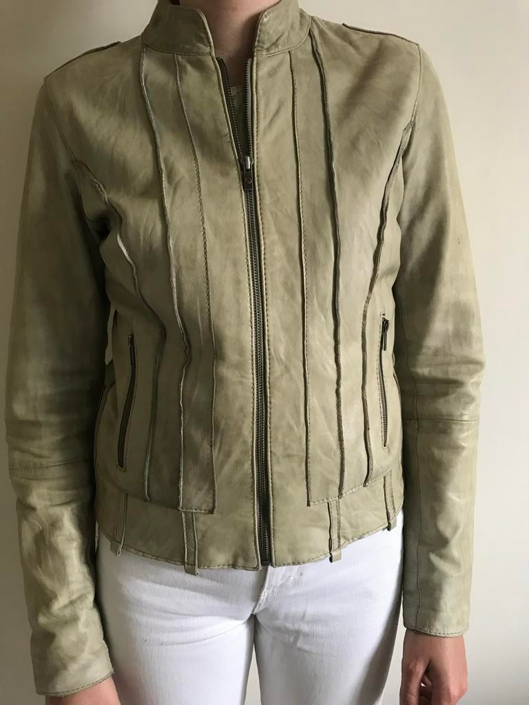 Goosecraft leren zomer jas olijfgroen L, Kleding | Dames, Ophalen of Verzenden, Zo goed als nieuw, Maat 38/40 (M), Groen